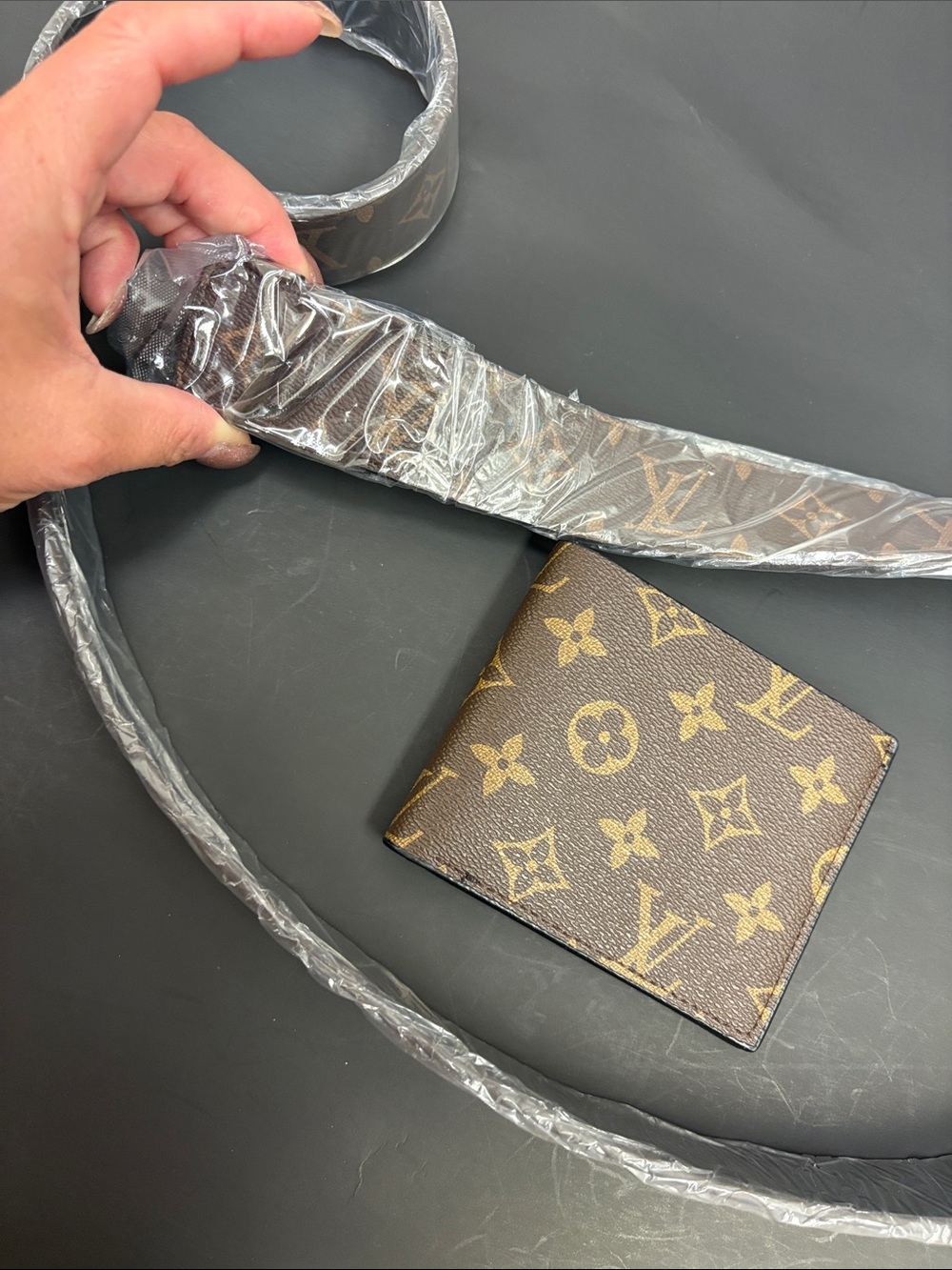 Luxury inspired Brown Monogram Men's Wallet and belt
